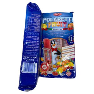 דולפין פולרטי - Dolfin Polaretti: חטיפים נוזליים להקפאה כחול בטעמי פירות דובדבן שחור, תות, לימון ותפוז
