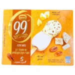 נסטלה-Nestle: מאגדת 99 שלגון קינוח קפוא בטעם חלבה בתוספת ממרח בטעם חלבה עם שוקולד לבן ושברי אגוזי פקאן מסוכר