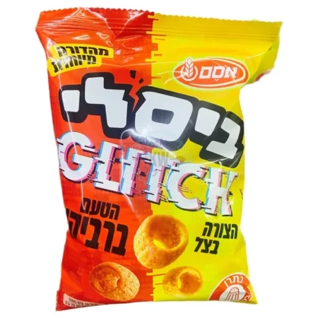 אסם - ביסלי Glitch גליץ': חטיף חיטה בטעם ברביקיו בצורת ביסלי בצל