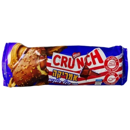 נסטלה - קראנץ' אמריקה - Crunch: שלגון בטעם קרמל במילוי ממרח בטעם בוטנים ובציפוי שוקולד חלב ושברי בוטנים קלויים