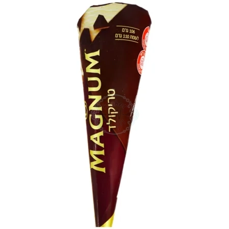 טילון מגנום טריקולד - Magnum: גלידת שמנת בטעמי שוקולד לבן ושוקולד מריר עם וופל ודיסק שוקולד חלב מעולה
