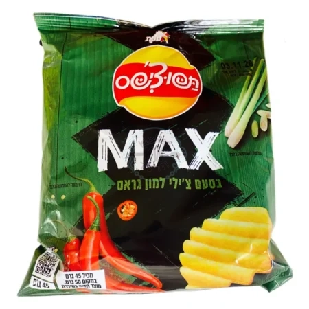 תפוצ'יפס MAX: חטיף תפוח אדמה בטעם צ'ילי למון גראס